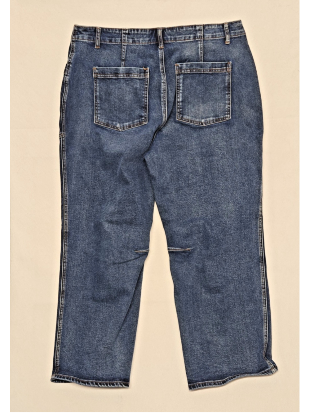 Flamingals 2XL Wide Leg Patch Pocket Crop Jeans High Rise Plus Dark Wash - Picture 8 of 8